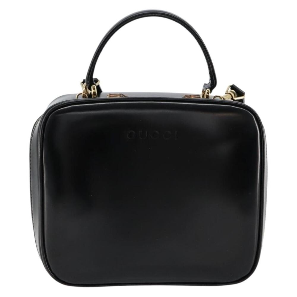 Gucci Bamboo Patent Leather Vanity Handbag 000 Black